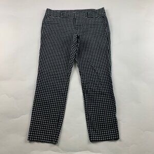 Old Navy Black White Windowpane Checkered Stretch Canvas Pixie Ankle Pant 10